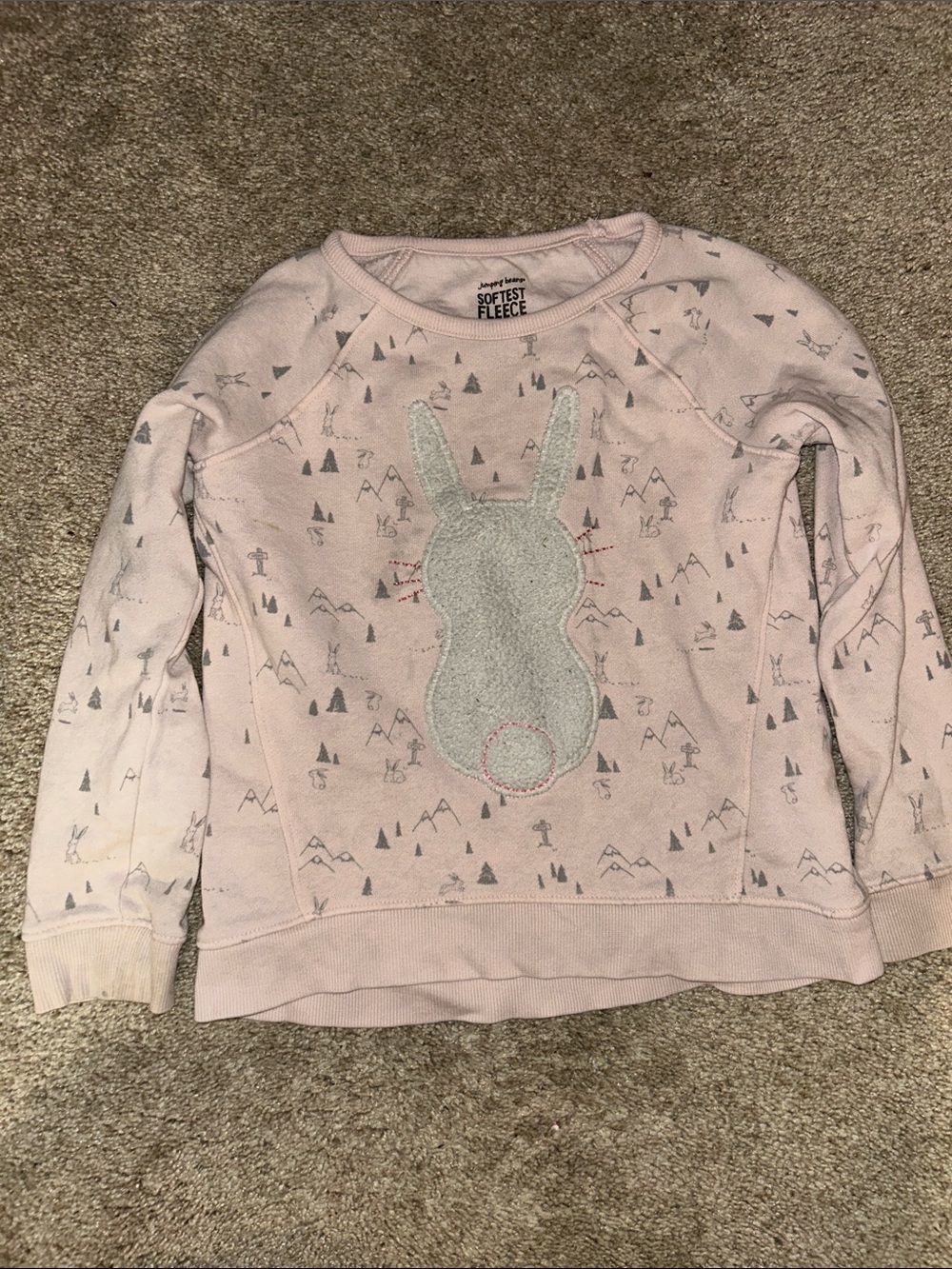 jumping beans Light Pink Bunny Appliqué Fleece Sweatshirt